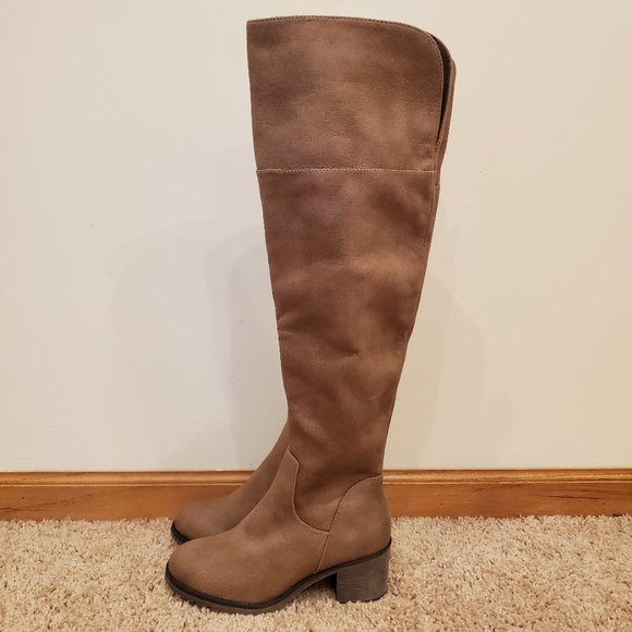 Tan Heeled Knee High Boots - Picture 1 of 7